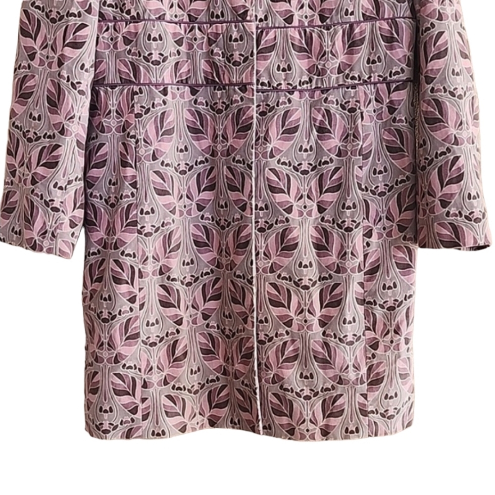 BANDOLINO Pink Gray Velvet Jacket L Retro Velour Peacoat Floral Y2K Topper - Picture 6 of 15